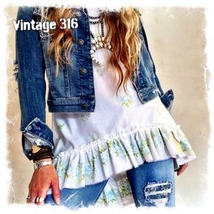 Vintage Floral Ruffle Tunic